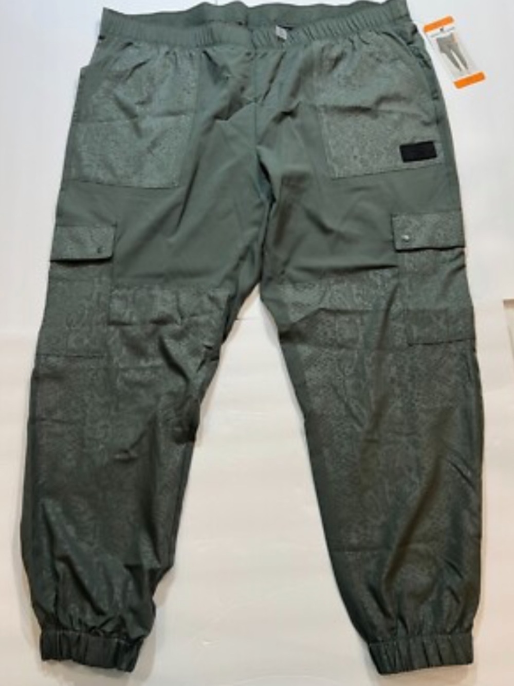 DKNY Olive Green Cargo Jogger Trousers with 🐍 snakeskin design
